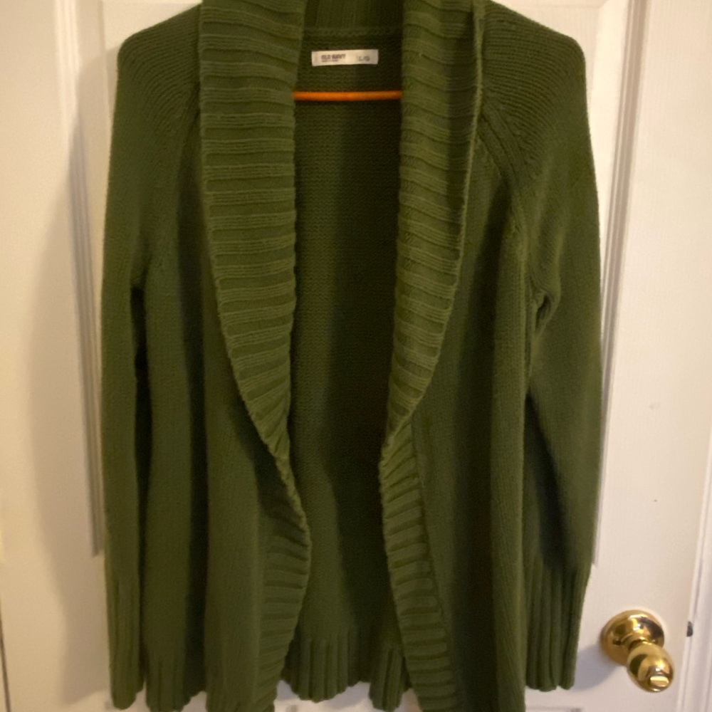green cardigan